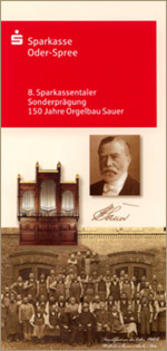 8. Sparkassentaler Sonderprägung 150 Jahre Orgelbau Sauer